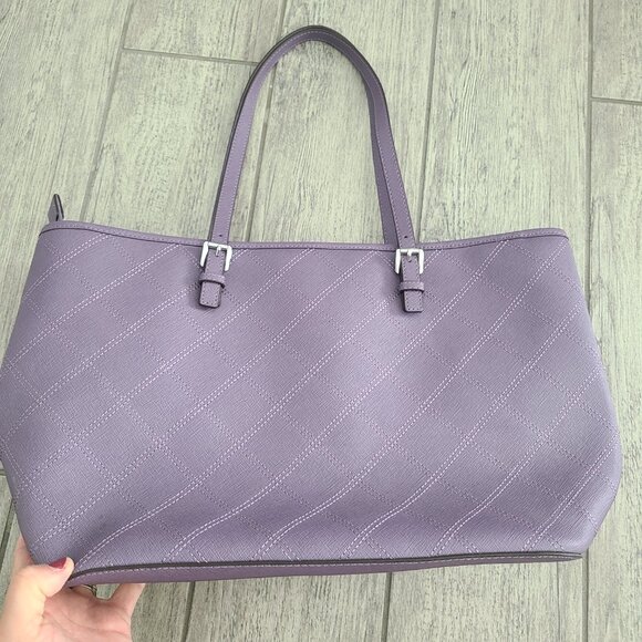 Michael Kors Lilac Quilted Saffiano Leather Jet Set East West Tote Bag - Picture 7 of 14